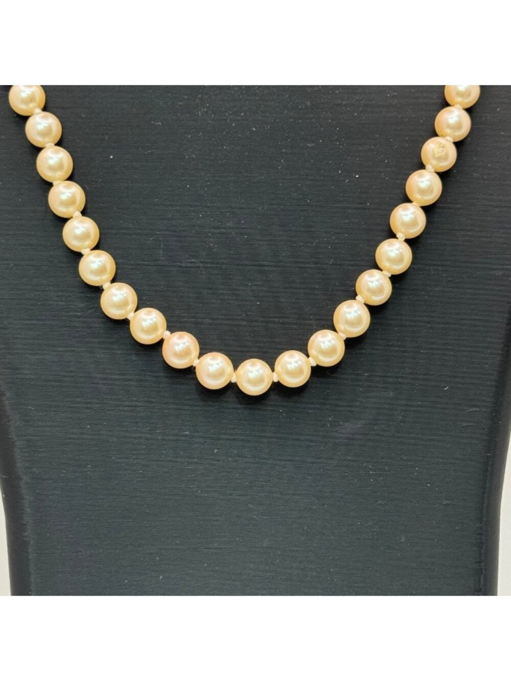 Double Knotted Pearl Necklace Filagree Sterling Silver Clasp 24" Vintage Classic